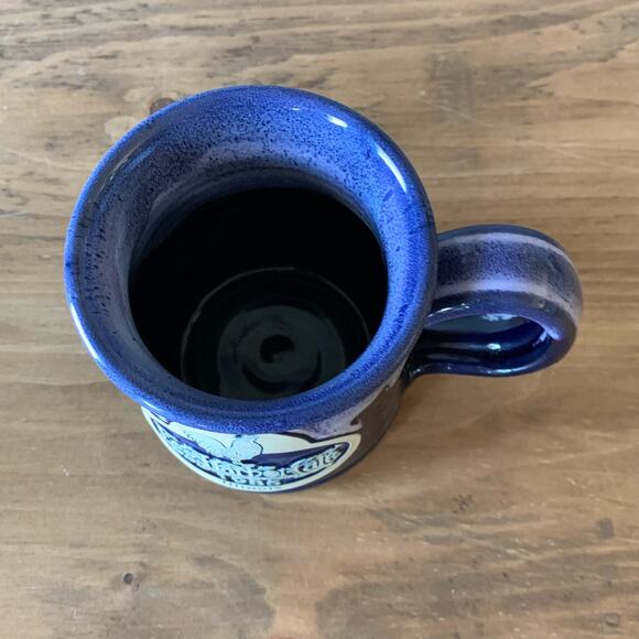 Deneen Pottery Egg Harbor Cafe Illinois Coffee Mug Purple Ivory Drip 1985 - Picture 10 of 10